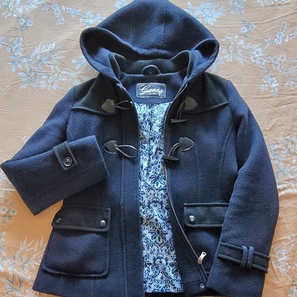 Guess Women's Wool Hooded Winter Peacoat - Picture 2 of 6